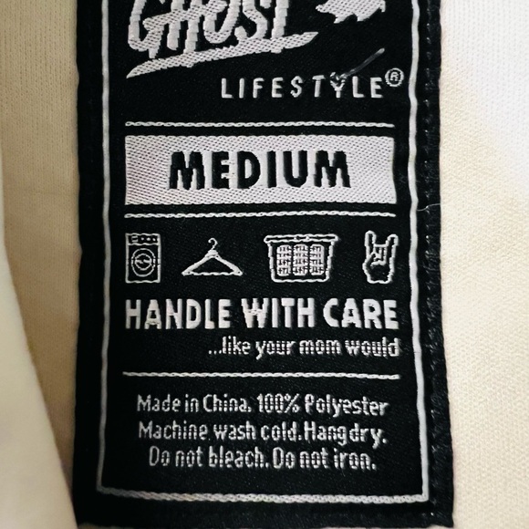 GHOST LIFESTYLE CREAM COLORED TEDDY HOODIE SIZE MEDIUM - Picture 3 of 12